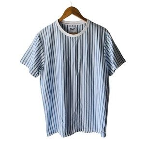 D & F Ricky Singh Size XL Blue and White Striped T-Shirt - New